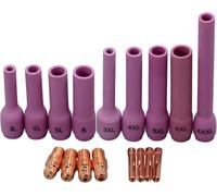 RIVERWELD TIG Collet Bodies 13N26 13N21 .040", 13N27 13N22 1/16", 13N28 13N23 3/32", 13N29 13N24 1/8" Alumina Nozzle Ceramic Cups Extra Long 796F for SR WP 9 20 25 TIG Welding Torch 17pcs