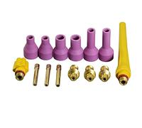 RIVERWELD TIG Collet Bodies 3.2mm TIG Collets 1.6mm & 2.4mm Alumina Nozzle Ceramic Cups A-1 A-2 A-1L Long Short Back Caps kit for QQ150A QQ150 QS-150A TIG Welding Torch 14pcs