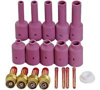 RIVERWELD TIG Gas Lens 45V24 10N22 (1.0mm) 45V25 10N23 (1.6mm) 45V26 10N24 (2.4mm) 45V27 10N25 (3.2mm) Ceramic Cup 54N14 8# 54N15 54N16 6# 54N17 5# 54N18 4# for WP 17 18 26 TIG Welding Torch 19pcs