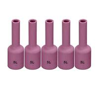 RIVERWELD TIG Gas Lens Alumina Nozzle Ceramic Cup Long Size 54N17L #5L 8.0mm Orifice for QQ300 PTA DB SR WP 17 18 26 TIG Welding Torch Pack of 5