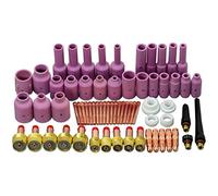 RIVERWELD TIG Gas Lens Collet Bodies 10N 45V Jumbo Large Diameter Long Alumina Nozzle Ceramic Cups 10N 53N 54N 57N Series Assorted Kit for QQ300 PTA DB SR WP 17 18 26 TIG Welding Torch 67pcs