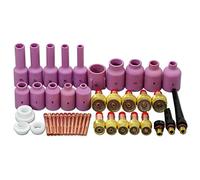 RIVERWELD TIG Gas Lens Collet Bodies 10N 45V Jumbo Large Diameter Long Alumina Nozzle Ceramic Cups 54N 57N 53N Series Assorted Size Kit Fit QQ300 PTA DB SR WP 17 18 26 TIG Welding Torch 43pcs