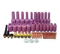 RIVERWELD TIG Gas Lens Collet Bodies 10N 45V Series Large Diameter Long Alumina Nozzle Ceramic Cups 10N 54N Series Assorted Size Kit Fit QQ300 PTA DB SR WP 17 18 26 TIG Welding Torch 50pcs