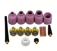 RIVERWELD TIG Gas Lens Collet Bodies 45V 13N Jumbo Large Diameter Alumina Nozzle Ceramic Cups 57N75 6#, 57N74 8#, 53N88 10#, 53N87 12#, 53N89 15# for SR WP 9 20 25 TIG Welding Torches 17pcs