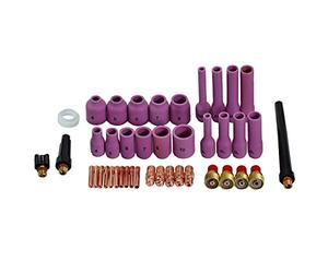 RIVERWELD TIG Gas Lens Collet Bodies 45V 13N Series Alumina Nozzle Ceramic Cups 13N 796F 53N 4# 6.5mm, 5# 8.0mm, 6# 9.5mm, 7# 11.0mm, 8# 12.5mm for SR WP 9 20 25 TIG Welding Torch 42pcs