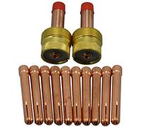 RIVERWELD TIG Gas Lens Collet Bodies Jumbo Large Diameter 45V64 10N24 2.4mm Assorted Size Kit Fit SR WP 17 18 26 TIG Welding Torch 12pcs