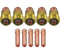 RIVERWELD TIG Stubby Gas Lens Collet Bodies 17GL040 10N22S 1.0mm Assort kit for QQ300 PTA DB SR WP 17 18 26 TIG Welding Torch 10pcs