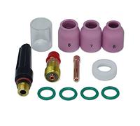 RIVERWELD TIG Stubby Gas Lens Collet Bodies 17GL332 10N24S 2.4mm Quartz Glass Cup #10 16mm Insulator 17GLG20 and TIG Back Cap 57Y03 Medium fit SR WP 17 18 26 TIG Welding Torch 12pcs