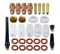 RIVERWELD TIG Wedge Collet Short 4C040GS 17CB20 Quartz Nozzle Clear Glass Cups 2P8GS 2P7GS 13N10 6# 9.5mm, 13N11 7# 11.0mm, 13N12 8# 12.5mm Kit for WP SR 17 18 26 TIG Welding Torch 30pcs