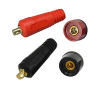 RIVERWELD TIG Welding Cable Panel Connector Plug & Socket Set DKJ10-25 & DKZ10-25 200Amp with Red & Black Colour Dinse-Style Quick Fitting 4pcs