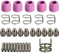 RIVERWELD WSD-60P AG-60P Plasma Electrode with Hafnium Wire Tips Nozzle 0.9mm 40Amp Alumina Nozzle Ceramic Cups with Groove kit Fit CUT-60 LGK-60 Plasma Cutter Pilot ARC Start 31pcs