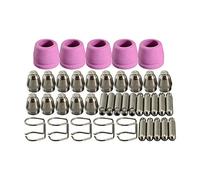 RIVERWELD WSD-60P AG-60P Plasma Electrode with Hafnium Wire Tips Nozzle 1.0mm 50Amp Alumina Nozzle Ceramic Cups with Groove kit Fit CUT-60 LGK-60 Plasma Cutter Pilot ARC Start 40pcs