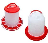 Riverwood Stores 3kg Chicken Poultry Feeder & 3 Litre Drinker Waterer Automatic Red Plastic Container (3kg feeder & 3 Litre drinker pair)