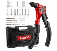 Rivet Gun, AIUITIO Pop Rivet Tool Kit with 200 Rivets and 4 Drill Bits, Manual Hand Riveter Kit with Rugged Carrying Case