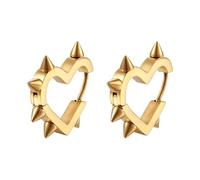Rivet Heart Earrings Punk Heart Hoop Earring Stainless Steel Love Hearts Earring Huggie Stud Earrings for Men Women Gothic Hip Pop Jewelry, Stainless Steel, No Gemstone