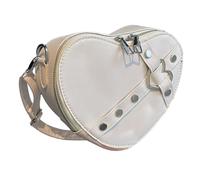 Rivet Heart S Handbag Plain Color Portable PU Rivet Studded Heart Shoulder Bag for Women Burgundy Size S BagRivet PurseRives Deco Adding Colour (One Size)