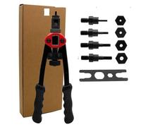 Rivet Nut Hand Threaded Nuts Tool M3 M4 M5 M6 M8 M10 M12 Double Insert Manual Riveter Riveting Rivnut for Thick Sheet Steel(A)