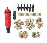 Rivet Nut Tool Drill Adapter Kit, Cordless Drill Electric Rivet Gun Adapter, Rivnut Tool Kit with 6 Interchangeable Rivet Heads 150 Nuts for Nutsert, Cars, Metalwork, Home