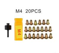 Rivet Nut Tool Set with 20pcs Nuts M3-M10(M4 20Pcs) | Fits for m3- for m10 nuts, replacement mandrel heads, prevents loss with belt, galvanized iron, hand riveter compatible