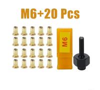 Rivet Nut Tool Set with 20pcs Nuts M3-M10(M6 20Pcs) | Fits for m3- for m10 nuts, replacement mandrel heads, prevents loss with belt, galvanized iron, hand riveter compatible