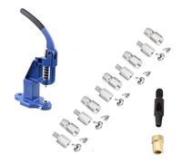 Rivet Press Machine and 5 Sets Double Cap Rivets Die - 5mm, 6mm, 7mm, 9mm, 12mm Single Cap Rivets Hand Press Machine Setter Setting Tool and Hole Puncher Kit