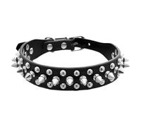 Rivet Spike Puppy Collars for Dogs Cats PU Leather Metal Buckle | Chew Proof Spiked Dog Collar for Small Medium Large Pets Like Frenchie Bulldog