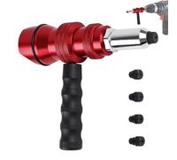 Rivet Tool Adapter for Drill, with Heavy Duty Anti-Slip Handle,12.1x9.5cm, Cordless Electric Drill Riveter Attachment, Power Rivet G Un Converter, Steel Construction, for Vehicle Trailer Rv