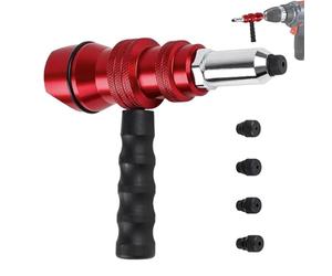 Rivet Tool Adapter for Drill, with Heavy Duty Anti-Slip Handle,12.1x9.5cm, Cordless Electric Drill Riveter Attachment, Power Rivet G Un Converter, Steel Construction, for Vehicle Trailer Rv