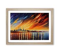 Riveting City Skyline Architecture Framed Print | A3 Oak Framed Wall Art | Ready to Hang | Modern Cityscape Picture | Living Room Bedroom Lounge Office