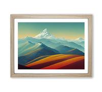 Riveting Mountain Landscape H1022 Framed Print for Living Room Bedroom Home Office Décor, Wall Art Picture Ready to Hang, Oak A2 Frame (64 x 46 cm)