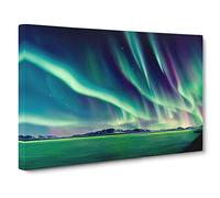 Riveting Northern Lights Canvas Print | Gallery Wrapped 30mm Frame Wall Art | 30x20 inches | Ready to Hang | Contemporary Picture | Living Room Bedroom Lounge Office