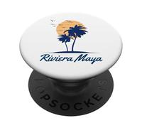 Riviera Maya Mexico Holiday Beach Palm Trees Souvenir PopSockets Adhesive PopGrip