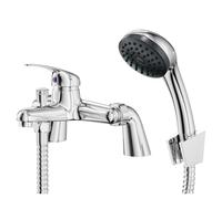 Riviera Polished Bath Shower Mixer Tap with Shower Kit | Chrome | Brass | 222mm x 142mm x 179mm