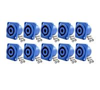 RIVIERA Speaker 4 Pole Square (Rectangle) - Speakon Female Socket Panel/Chassis Mount - Compatible with Neutrik Speakon NA4LJ, NA4LJX, NL4MP, NL4MPR, NL4FC, NL4FX, NL4 & NL2 Series 10 Pack