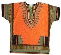 Riviera Sun Dashiki Shirt for Men with Pockets African Tribal Print Boho Top - Multicolored - XXL/3XL Orange