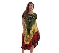 Riviera Sun Rasta Short Sleeve Umbrella Dresses for Women, Rasta 1 Sundress, XL