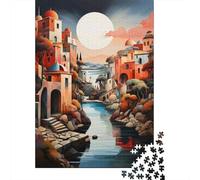 Riviera Sunset Coastal Village Charm 1000 Piece Jigsaw, New Year Gift, 70x50cm/1000pcs