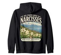Riviera Vaudoise Wild Narcissus Swiss Alps Art Zip Hoodie