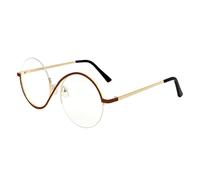 RIVIEVAL Elphaba Glasses Round Metal Frame Cosplay Eyewear Witch Costume Accessories(1Pc - Brown & Gold Frame)