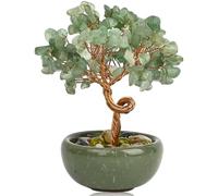 RIVIEVAL Green Handmade Quartz Crystal Tree - Home/Office Healing Decor, Chakra-Theme Good Luck Gift for Women's Birthday