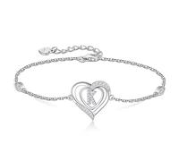 RIVIKO Heart Initial Bracelets for Women, 925 Sterling Silver Dainty Letter Bracelets , Personalized Initial Charm Alphabet Jewelry Valentines Christmas Anniversary Mother’s Day Birthday Graduation
