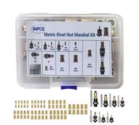 Rivnut Tool Kit Carbon Steel Riveting Metric Repair Adapter | 84-Piece Electric Power Drill Nut Set for Automotive Industrial Electronics Decoration Pipe Plate