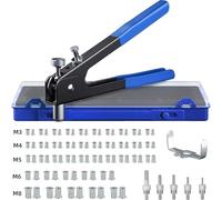 Rivnut Tool Kit,rivnut Tool,Rivnut Gun Set Nut Rivet Tool,with M3/M4/M5/M6/M8 Threaded Rivet Nut and Mandrel, for Furniture, Home Improvement, Auto Repair