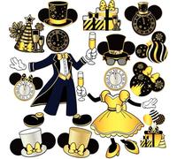 RiVolTa Cruise Door Decorations Magnetic - 24 PCs New Year Decorations 2026 Gold Black Ship Magnets Stickers Funny Cabin Anchor Stateroom Decal for Carnival Holiday Party Fridge Garage Car Accessories