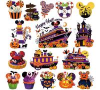 RiVolTa Halloween Cruise Door Magnets - 16 Pcs Mouse Pumpkin Ship Cabin Decorations Magnetic Stickers Funny Spooky Anchor Stateroom Decals Accessories for Carnival Holiday Party Refrigerator Car Decor