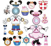 RiVolTa Mouse Cruise Door Decorations - 24 Pcs Large Ship Cabin Magnet Stickers Cute Blue Pink Mice Captain Sea Navigation Car Anchor Magnetic Decor for Holiday Carnival Party Stateroom Refrigerator