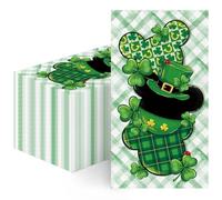 RiVolTa St Patricks Day Napkins - 100 Pcs Green Shamrock Lucky Clover Napkin Disposable Paper Cute Mouse Guest Cocktail Beverage Party Supplies Irish Holiday Dinner Decorative Table Home Kitchen Decor