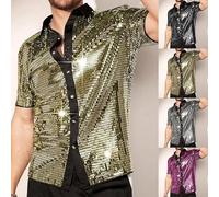 RIVORDE 70s Disco Costume, Sequined Short-Sleeved Top, Suitable for Various Occasions