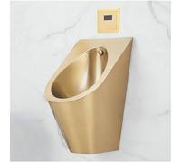 Rivorne Automatic Wall-mounted 304 Stainless Steel Urinal, Wall Mounted Men's Flushing Urinal, Household/commercial Sensor Male Toilet for Bathroom, Hotel, Public Places(Gold)