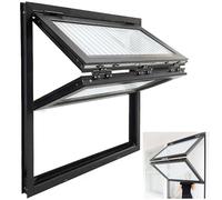 Rivorne Foldable Aluminum Folding Window with Safety Lock, Aluminum Drop Down Serving Windows, Up And Down Folding Window, 5mm Tempered Glass 5 Colors, for Coffee Shop(D,WxH 36x44in/91.4x111.7cm)